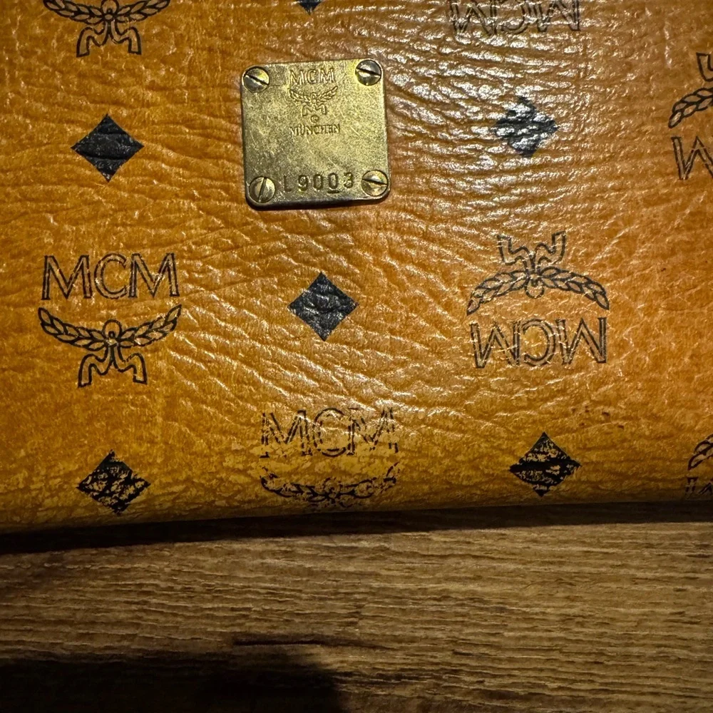 MCM Cognac Leather Long Zippy Organizer/Wallet with Wristlet Strap